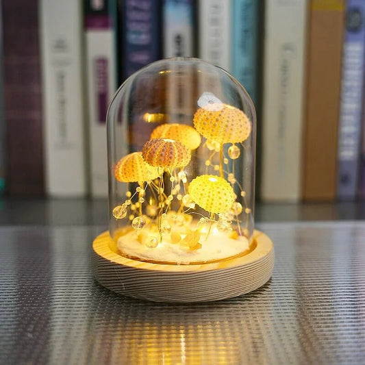 Lámpara de mesa con diseño de cúpula de vidrio vintage