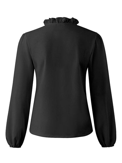 Chiyo – Blusa con mangas abullonadas y escote en V – Ajuste moderno y cómodo