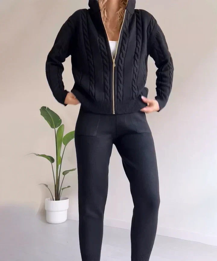 Poppy - Conjunto de dos piezas suéter casual de punto jacquard