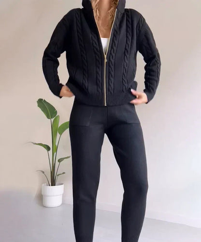 Poppy - Conjunto de dos piezas suéter casual de punto jacquard
