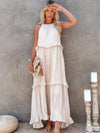 Delilah - Vestido elegante con cuello halter y ribete de volantes