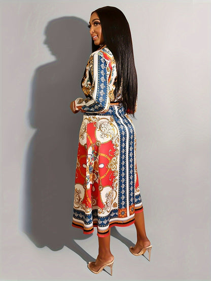 Marigold - Vestido Camisa de Manga Larga a Media Pantorrilla