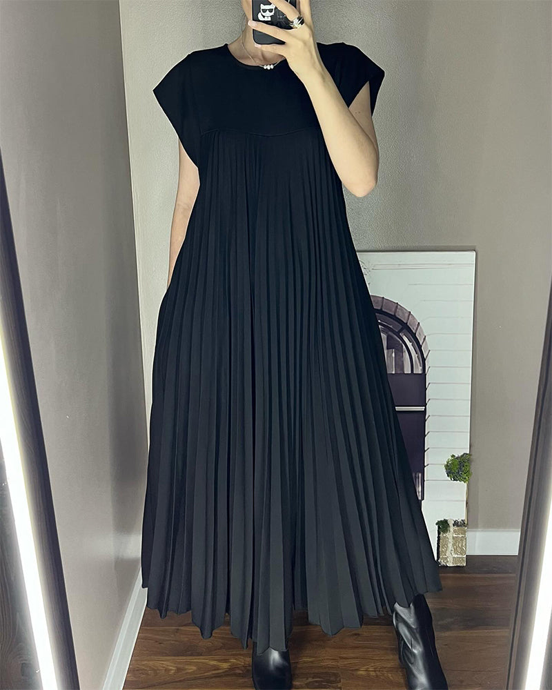 Vestido sin mangas, sencillo, plisado, elegante