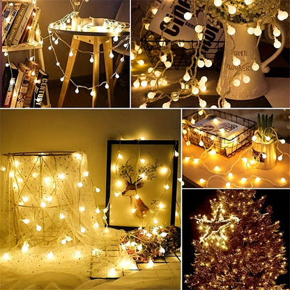 Luces de cadena para exteriores con batería, blanco cálido