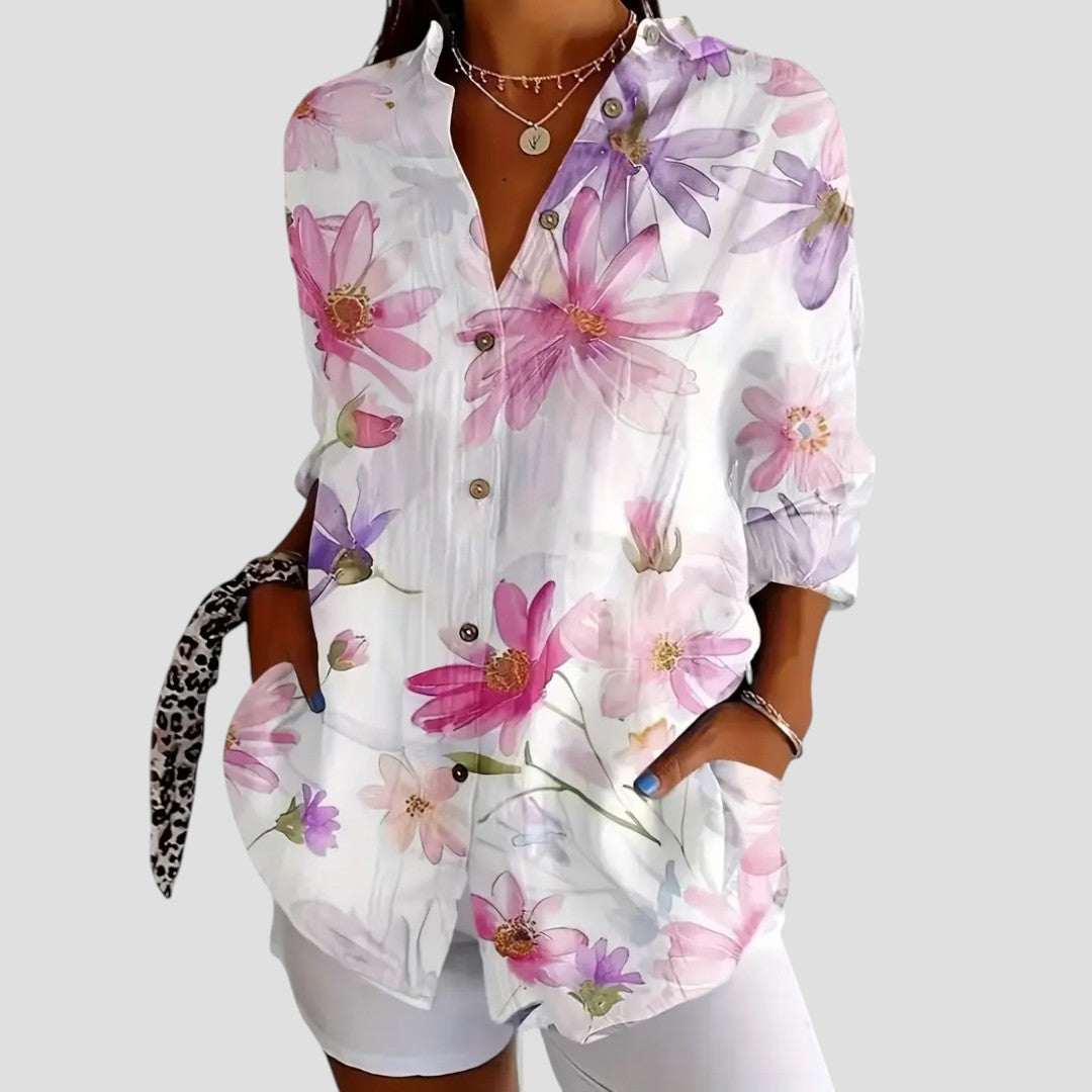 Janette | Blusa Floral con Botones