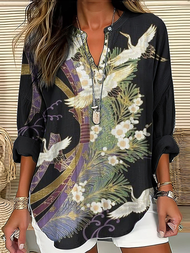 Lie | Blusa de Impresión de Vuelo Elegante