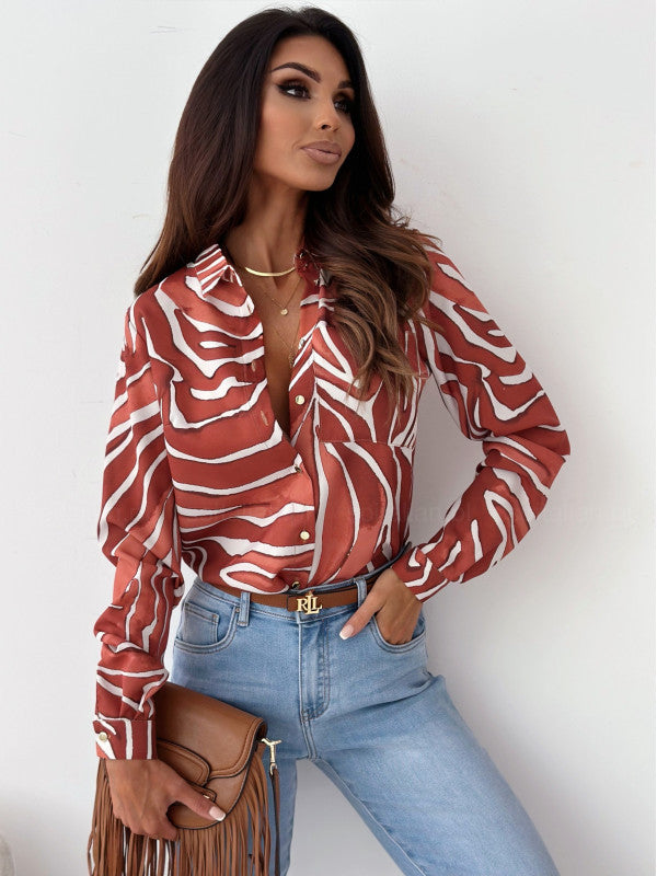 Monika | Blusa Elegante para Mujer con Estampado de Satén