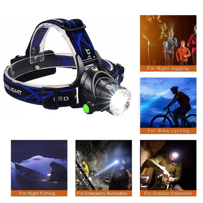 Linterna frontal | Linterna frontal LED recargable, impermeable y con zoom