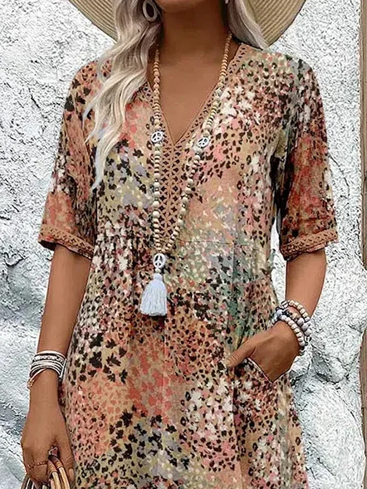 Danielle - Vestido midi vibrante para mujer con bolsillos