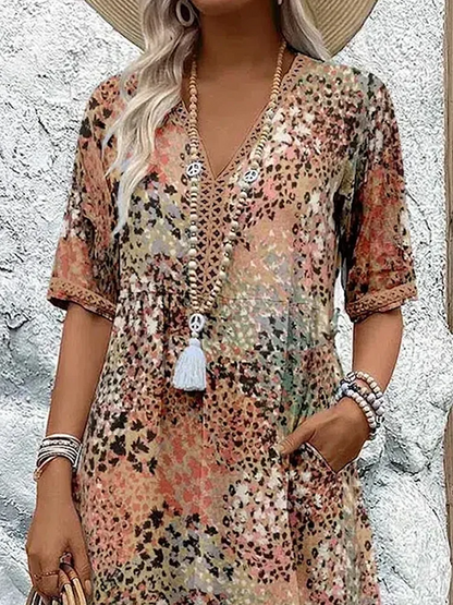 Danielle - Vestido midi vibrante para mujer con bolsillos