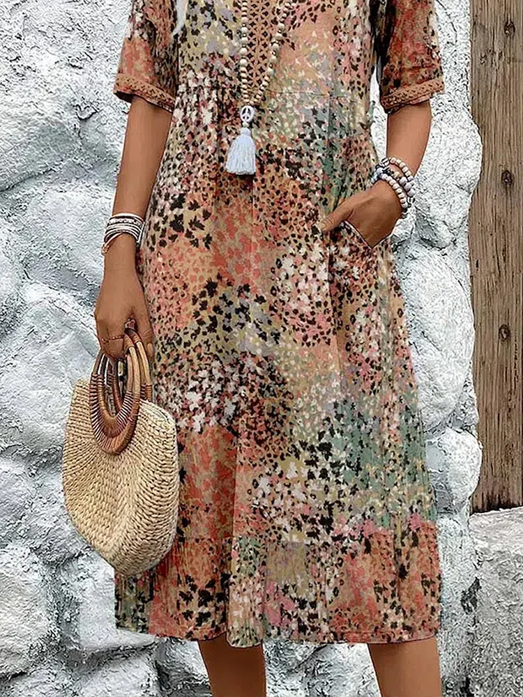 Danielle - Vestido midi vibrante para mujer con bolsillos