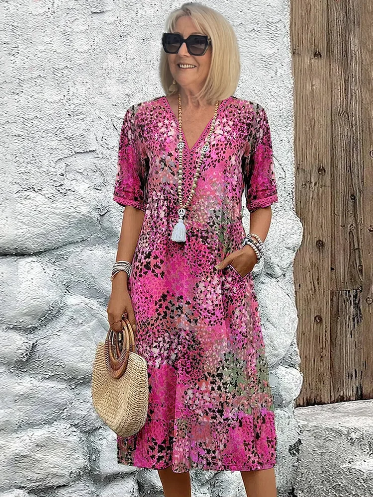 Danielle - Vestido midi vibrante para mujer con bolsillos