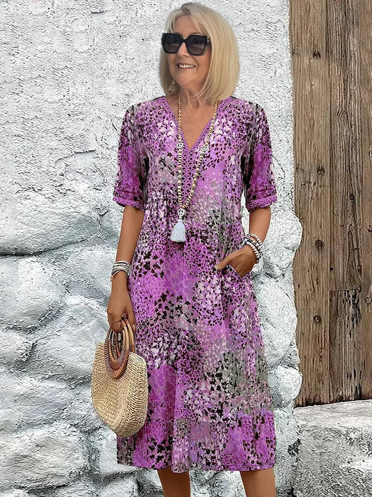 Danielle - Vestido midi vibrante para mujer con bolsillos