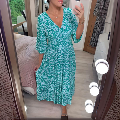 Malina - Vestido Largo de Playa con Mangas Acampanadas de Verano
