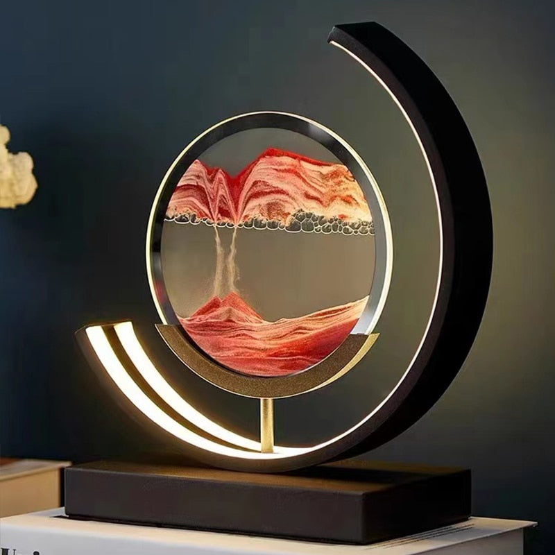 Lámpara de mesa moderna luz LED de arte de arena