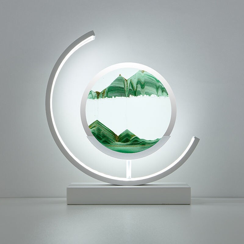 Lámpara de mesa moderna luz LED de arte de arena