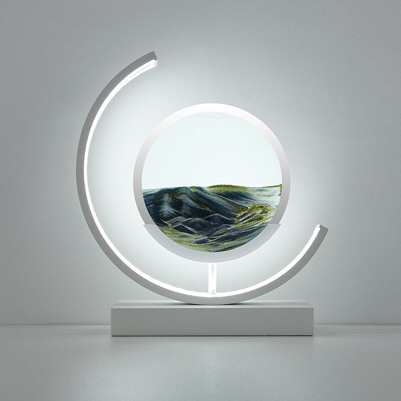 Lámpara de mesa moderna luz LED de arte de arena