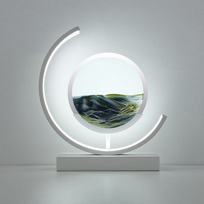 Lámpara de mesa moderna luz LED de arte de arena
