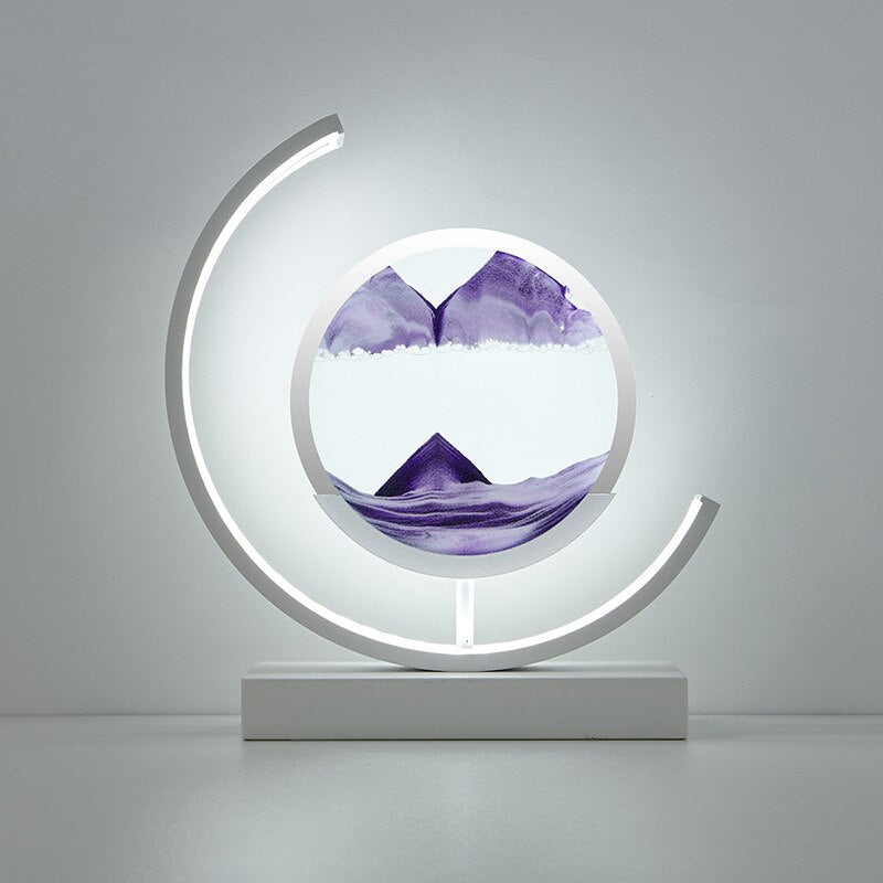 Lámpara de mesa moderna luz LED de arte de arena