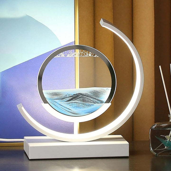 Lámpara de mesa moderna luz LED de arte de arena
