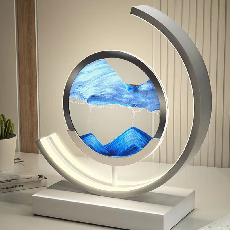 Lámpara de mesa moderna luz LED de arte de arena