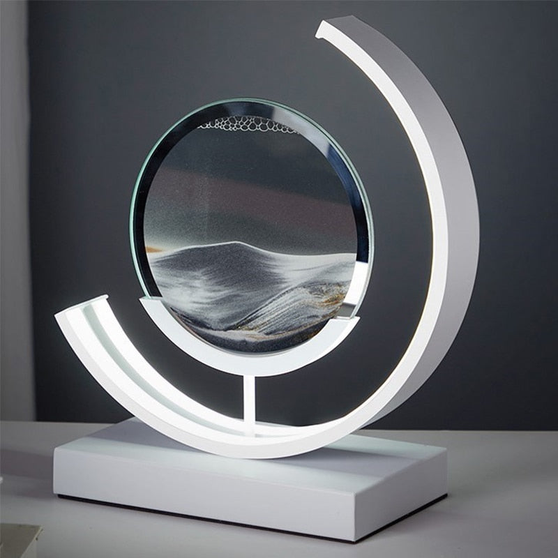 Lámpara de mesa moderna luz LED de arte de arena