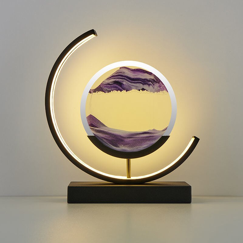 Lámpara de mesa moderna luz LED de arte de arena
