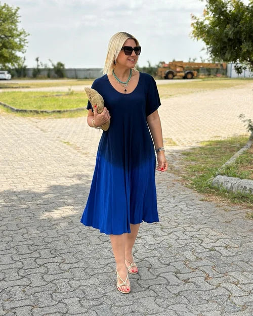 Mila | Vestido elegante de algodón con cuello redondo