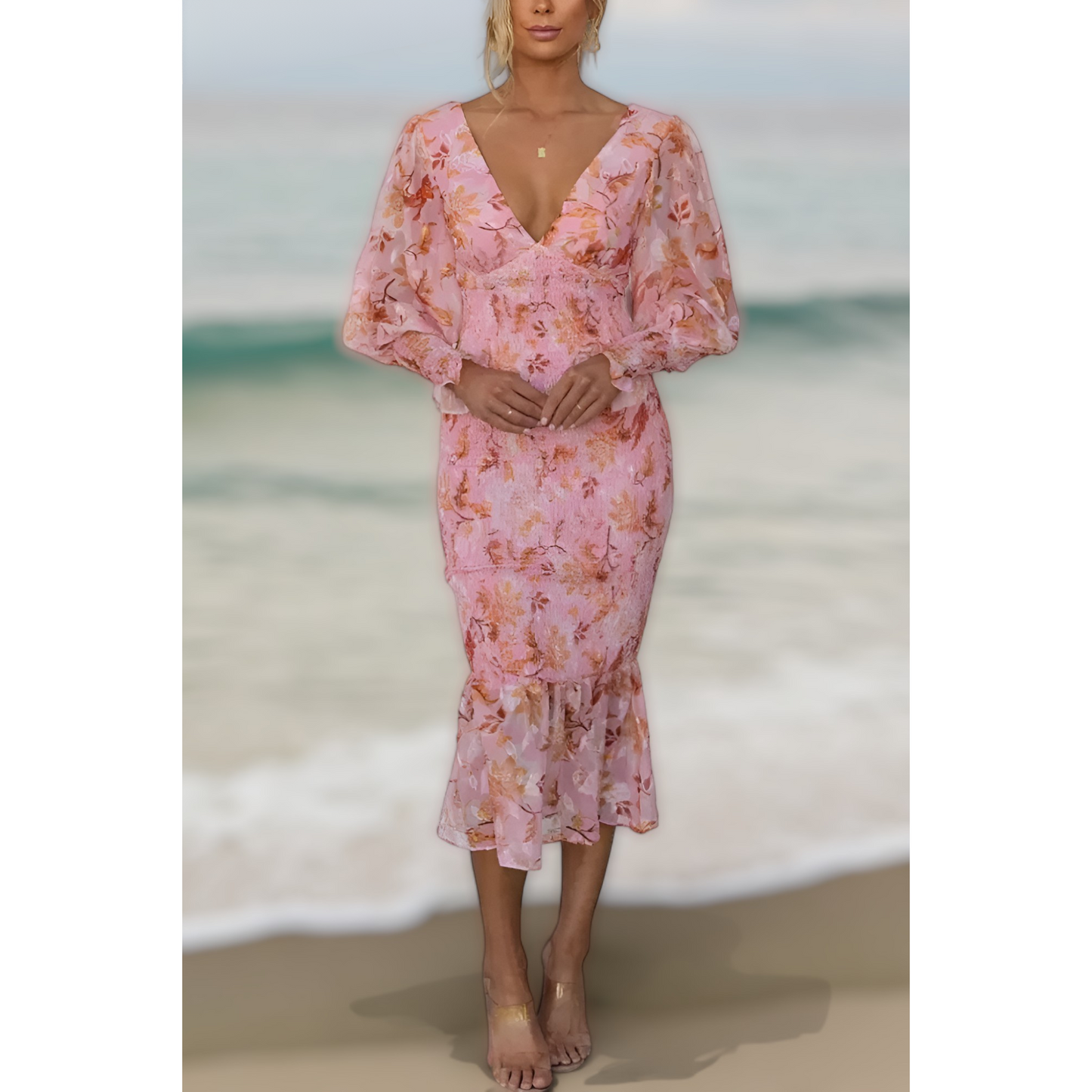 Delilah | Vestido midi floral con volantes