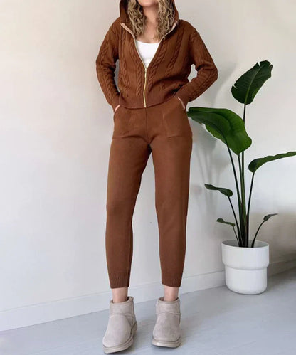 Poppy - Conjunto de dos piezas suéter casual de punto jacquard