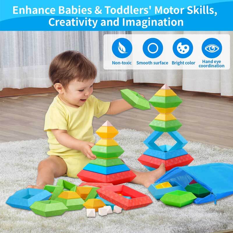 Juguetes para bebés Conjunto educativo de bloques apilables