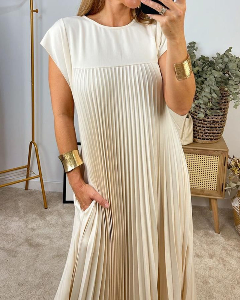 Vestido sin mangas, sencillo, plisado, elegante