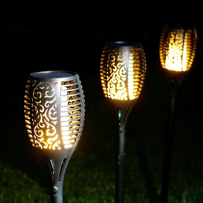 Luz de antorcha solar para jardín exterior con efecto llama