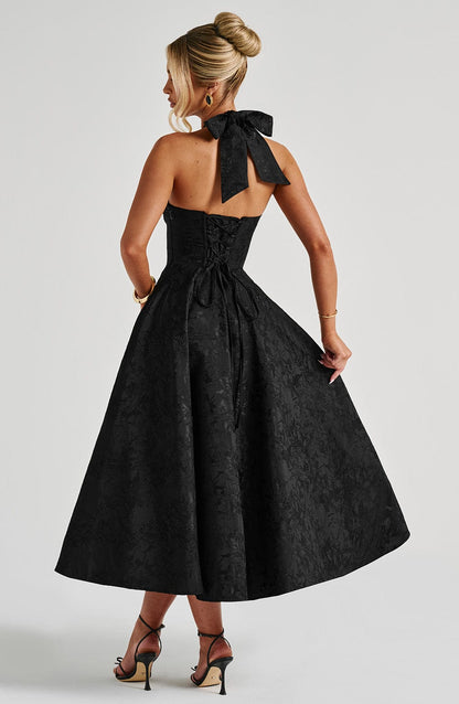 Renata - Maxi con cintura ajustable de encaje jacquard