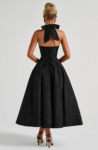 Renata - Maxi con cintura ajustable de encaje jacquard