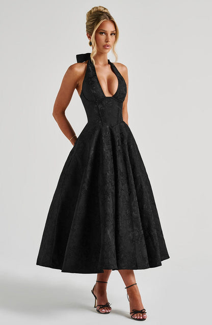 Renata - Maxi con cintura ajustable de encaje jacquard