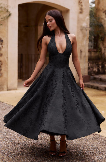 Renata - Maxi con cintura ajustable de encaje jacquard