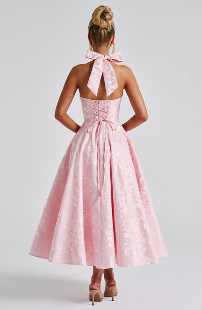 Renata - Maxi con cintura ajustable de encaje jacquard
