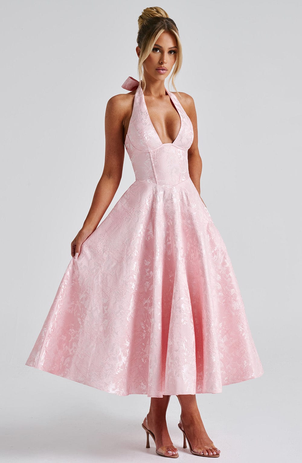 Renata - Maxi con cintura ajustable de encaje jacquard