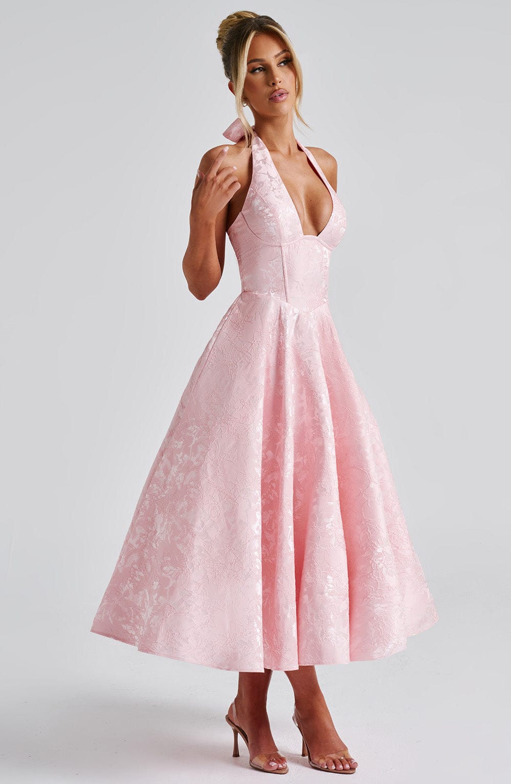 Renata - Maxi con cintura ajustable de encaje jacquard