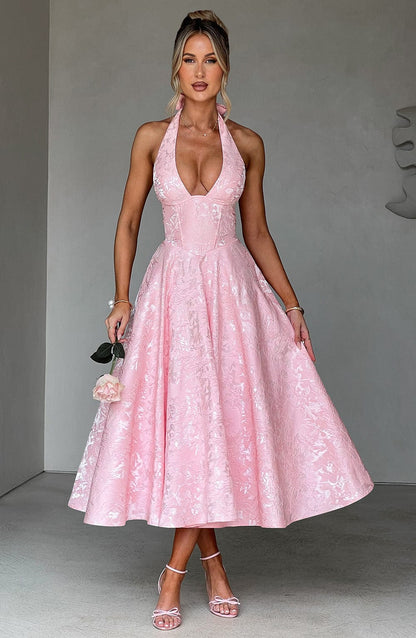 Renata - Maxi con cintura ajustable de encaje jacquard