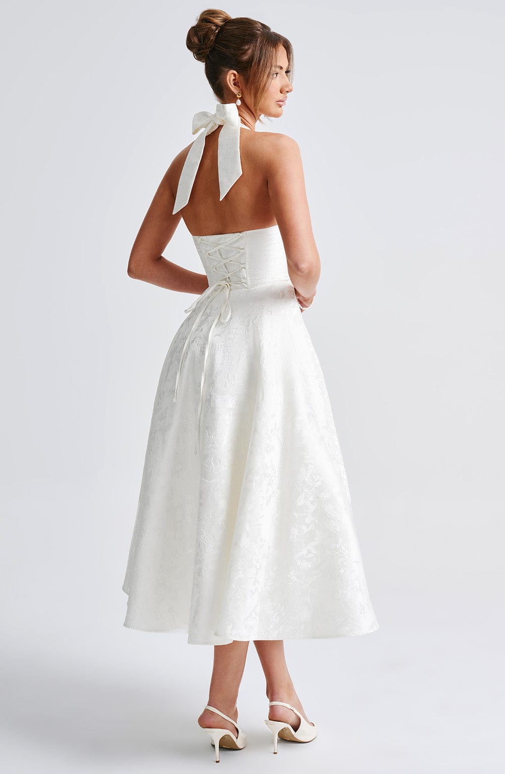 Renata - Maxi con cintura ajustable de encaje jacquard