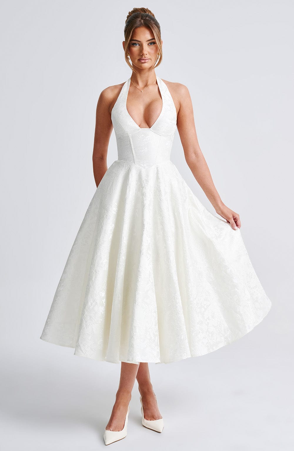 Renata - Maxi con cintura ajustable de encaje jacquard