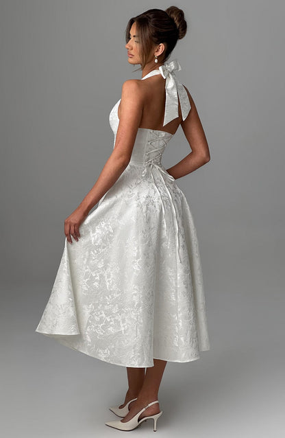 Renata - Maxi con cintura ajustable de encaje jacquard