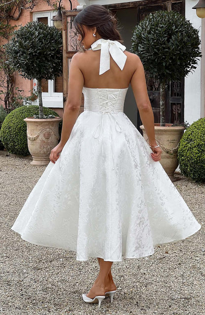 Renata - Maxi con cintura ajustable de encaje jacquard