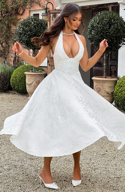 Renata - Maxi con cintura ajustable de encaje jacquard