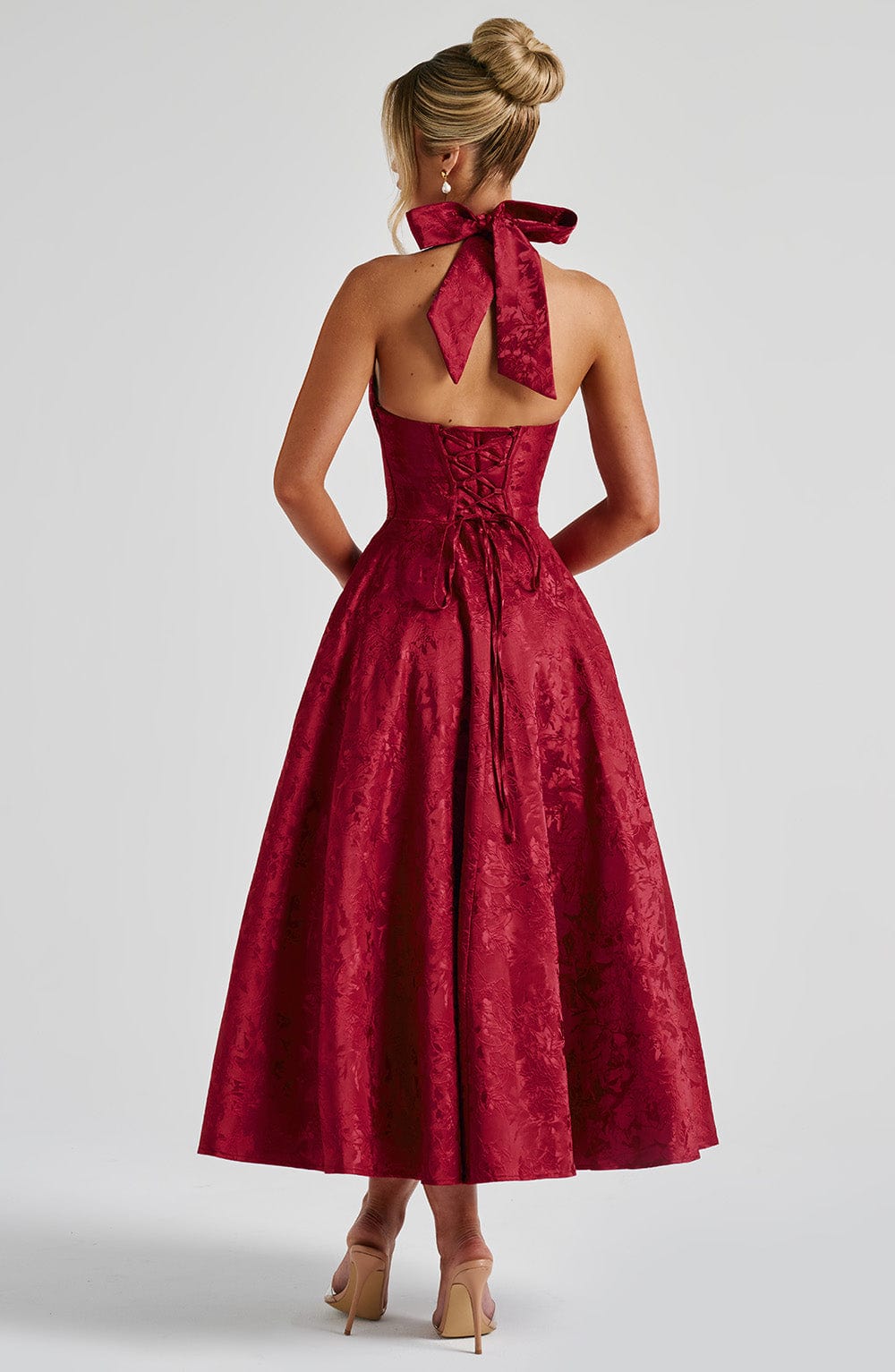 Renata - Maxi con cintura ajustable de encaje jacquard