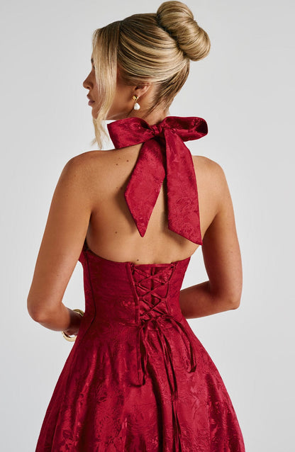 Renata - Maxi con cintura ajustable de encaje jacquard