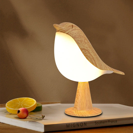 Table Lamp with Bird Design in Wood Finish