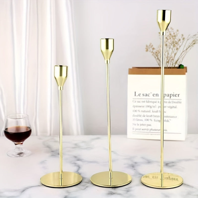 Candle Holders Gold Metal Modern Table Centrepiece